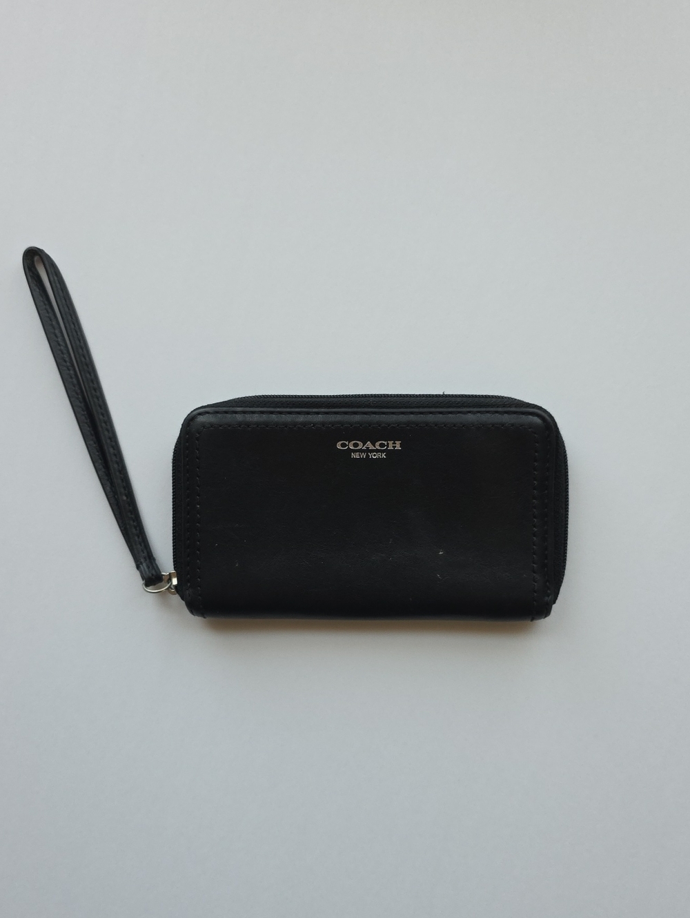 Coach Small Black Leather Zip Wristlet/Wallet